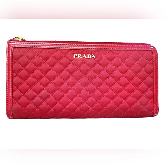 Prada Handbags - Prada Quilted Tessuto Zip-Around Long Wallet – Red W/ Box And Auth Card!